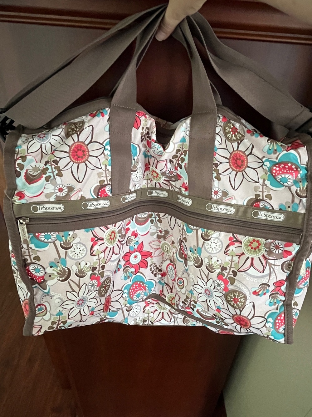 LeSportsac Large Weekender Travel Bag Floral Print Multicolor w/Shoulder Strap